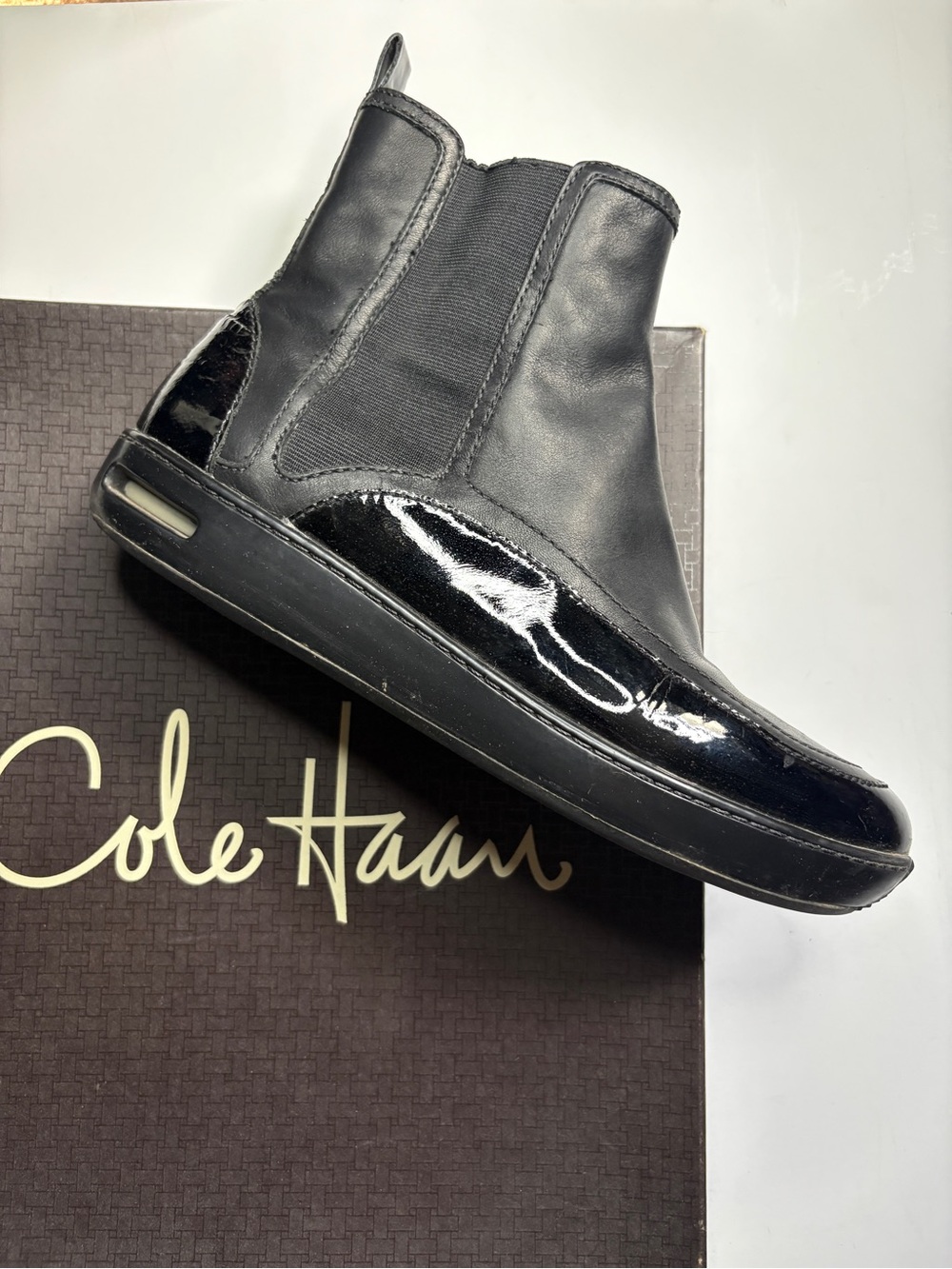 Cole haan black leather Nike air chelsea boots